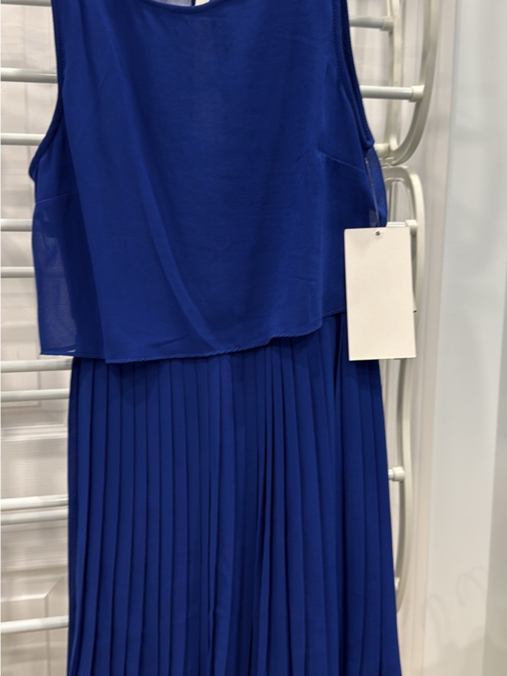 Sleeveless Pleated Midi Dress in Royal Blue